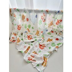 대나무 섬유 담요 여름용 소프트 쿨링 용, 1개, 이중층 주황 호랑이