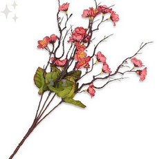 건조화 가지형 조화 붉은색 꽃송이 벽면 장식 카페 공간 연출 자연스러운 분위기, 오렌지