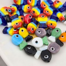 비즈톡 [PA-006-02]글라스 컬러물고기 통과형 13x20mm 멀티(컬러랜덤) 묵주만들기재료