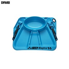 DFMEI 兒童分格餐盤三輪機車款套裝寶寶輔食餐具學吃飯香不挑食省心餐具, 1個, 如圖, 天藍色