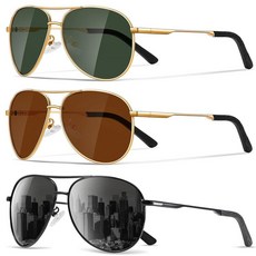 Phikttu 선글라스 남성용 편광 에비에이터 선글라스 남성용 여성용 낚시 운전 선글라스 금속 프레임 UV400 보호 A5-블랙+브라운+g15