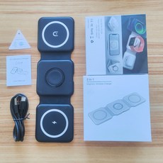 磁吸三合一無線充電器 magsafe無線充快充 適用蘋果手機手錶充電, 1個, 如圖