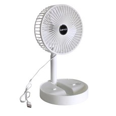 Dependable Industries inc. Essentials 텔레스코픽 접이식 USB 책상 팬 - 높이 29.2cm(11.5인치)에서 35.6cm(14인치)까지 조절 가, 화이트