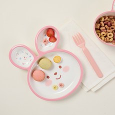 모던하우스 해피스프링 멜라민 나눔 플레이트, 1개, 토끼 모양