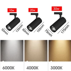 레일조명 슬림 전기업체 주광색 COB LED 트랙 램프 AC175265V 조명 스포트라이트 10W 20W 30W 실내 매장 주방 침실 스팟 레일, 01 black-No Track Rails, 03 20W x 1PCS, 02 Warm light 3000K