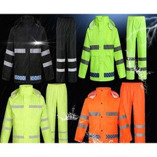 신호수 반사 야간 바지 경비 비옷 세트 우의 안전 야광 팬츠 형광 세트 M, C. 블랙 세트, L