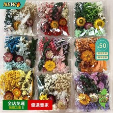 A11 乾花 永生花材料包 DIY貼畫團扇乾燥花材料包 壓花 乾燥花 永生花 不凋花 浮游花 創意手作 家居裝飾, 彩色袋裝乾花/隨機1袋 多拍混發