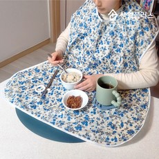 국산 방수 앞치마 - 노인 턱받이 환자 어린이 식사용 병원 요양원 간호 위생 주방 업소 에이프런, 1개, 블루