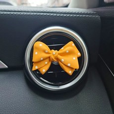 펄리본 차량용 석고방향제 자동차 신차선물 송풍구 차량용품 여성용, T. 새로운 노란색 폴카 도트 리본