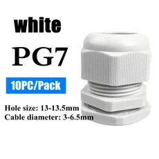 10PCS 방수 케이블 랜드 항목 IP68 PG7 PG36 흰색 검정색 나일론 플라스틱 커넥터