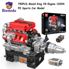 금형 킹 10171 LSX454 V8 엔진 전동 시뮬레이션 모델 드라이브 빌딩 블록 자동차 부품 장난감 선물, 10 10204-750PCS