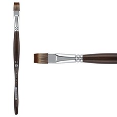 BORCIANI BONAZZI 합성 망구스타 브러시 No. 18 플랫 팁 - 인체 공학적 손잡이, BORCIANI BON 온AZZI 합성 망구스타 브러시