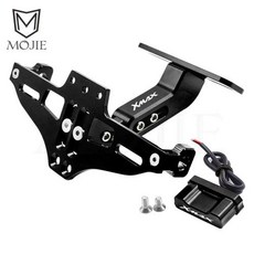 YAMAHA XMAX X-MAX 125 250 400 일년 내내 오토바이 라이센스 플레이트 홀더 번호판 프레임 LED 라이트 브래킷 방향 지시등, black