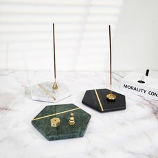 포센트 육각 대리석 마블 스톤 홀더 향받침대, 없음, 화이트