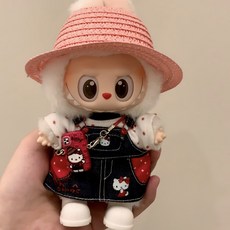 라나즈초이스 라부부 헬로키티 인형 옷 세트 1세대 2세대 3세대 호환 (인형 미포함), 1세트, 도트티+KT청원피스+KT휴대폰+흰색부츠+핑크모자