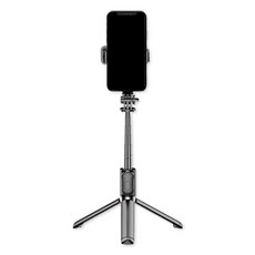 極輕巧七段伸縮補光藍牙自拍桿三腳架, 黑, Q02S, 1個