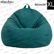 OTAUTAU 콩 가방 의자 박제 거대한 콩 주머니 소파 침대 두꺼운 리넨 몰려 들고 Pouf 오토만 좌석 퍼프 라운지 가구, [23] XL-dark green