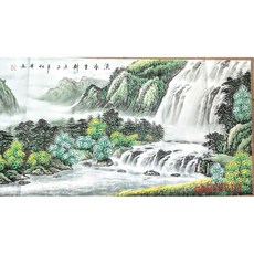 【幸運星】台灣發貨手繪山水畫風水畫，開運招財流水生財，財水右往左流化煞，四尺三尺國畫, 手繪宣紙畫芯約100*50cm