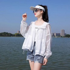 防曬衣 短款防曬衣 防曬衣女短款2026新款夏季輕薄透氣連帽外穿防曬服外套白色防曬衫