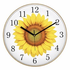 비욘드아트 해바라기 무소음 거실 30cm 벽시계, 흰색