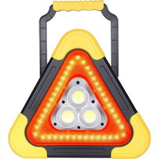 요펠라스 LED 비상 도로변 경고등 - 태양열 및 배터리 전원이 포함된 1500LM 충전식 깜박임 안전 삼각형 자동차 트럭 캠핑용 휴대용 해저드 스트로브, 요펠라스 LED 비상 도로변 경고등 - 태양열 및 배터