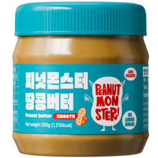 [압도적 고소함] 피넛몬스터 무첨가 무가당 100% 땅콩버터 스무스, 1개, 200g