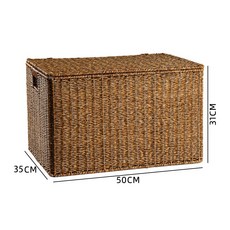 藤編帶蓋大容量髒衣籃-洗衣籃/洗衣簍/雜物收納筐, 深咖色50*35*30/31cm單邊開蓋