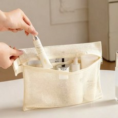 DFMEI 簡約洗漱包女洗浴旅行健身便攜透氣瀝水收納袋網眼手提化妝包, 如圖