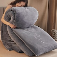 시스슈 두꺼운 보온 겨울이불 우유양털 극세사 이불 양면 이불 보온, 회색