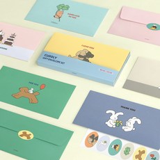 아이코닉 커들리 용돈봉투 6종 x 4p + 스티커 28p 세트, 혼합색상, 1세트