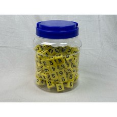 2公分 EVA 泡棉骰子 100入 台灣製造 兒童安全無毒 團體遊戲 數學教具, 黃色數字印刷100入（罐裝藍蓋）, 1個