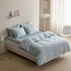 바운티풀 호텔침구세트 스탠다드 겨울 구스이불솜+이불커버 SS, 솔리드 스카이블루