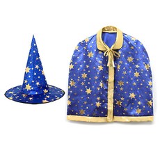 LivingDA 星星帽子斗篷套組, 藍色, 1套