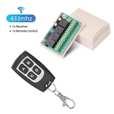 433MHz DC 12V 4CH 릴레이 모듈 수신기 및 EV1527 RF 무선 원격 제어 스위치 차고 조명 diy용, 04 1 RC and 1 Receiver, 1개