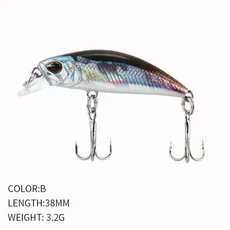 2024 핫 38mm 3.2G 미니 싱킹 미노우 낚시는 송어 배스 잉어 낚시를위한 Jerkbaits Peche 인공 미끼 워블러, 02 B, 1개
