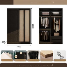 붙박이장10자 맞춤가구 10자 무몰딩 거실 옷장 안방, 조립형, 옷장 1 6 2 3 슬라이딩 도어 1개 2개