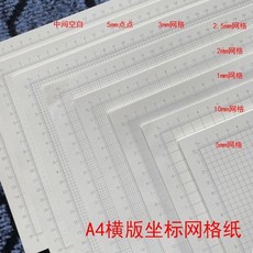 A4橫版坐標網格紙 1mm 2.5mm 3mm 5mm 10mm 方格紙, 1個