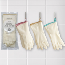 존글로벌 걸이형 튼튼한 니트릴 고무장갑 양손착용 3종 세트, 1세트, M, 핑크, 그린, 노랑