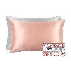MOLISILK Slik 머리카락과 피부를 위한 베개 커버 진짜 100% 멀베리 실크 베개 커버 여성 남성용 럭셔리 선물 부드럽고 시원한 수면 베개 커버 봉투 잠금 48, 로즈 골드