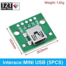 USB 수 커넥터/미니 마이크로 usb-dip 어댑터 암 2.54 유형-C 3.0 변환기 5 개, 02 5PCS USB-02