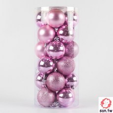 聖誕球套裝掛件 塑料電鍍彩球 聖誕樹裝飾, 1個, 粉色,桶装4CM圣诞球 24pcs