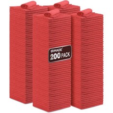 극세사 청소 천 100PK 상업용 작업용 래그 타월 자동차 청소용 벌크 디테일링 바 정비소 식당 차고 11.5 x11.5 멀티컬러, Red, 200pk