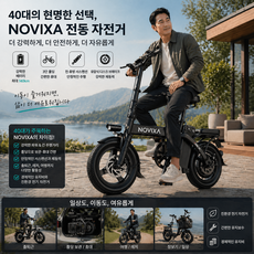 노빅사 오래가고 강한 전기 자전거, 기본(12단 서스펜션 20A 80km 주행), 스틸