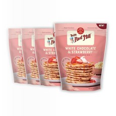 Bob's Red Mill 화이트 초콜릿 & 딸기 팬케이크 믹스 591.5ml(20온스) (4팩) - 물만 넣으면 가방 당 32-40개의 팬케이크를 만들 수 있습니다