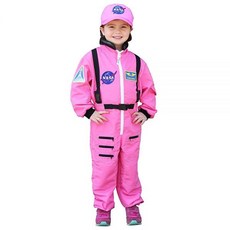 Aeromax 주니어 우주 비행사 수트 자수 모자와 NASA 패치 핑크 사이즈 8/10