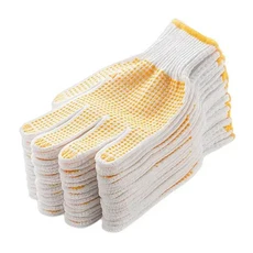 미끄럼 방지 그립이 있는 12 쌍 작업 장갑 PVC 도트 안전 면 강력한 보호 화가 기계 건설용, 01 12pair yellow