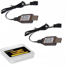 SM3P 충전기 플러그 포함 7.4V 2S 리포 배터리 RC 카 탱크 보트 장난감 범용 USB 케이블 보호 2팩