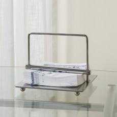 스프링맨션 미드센츄리 철제 냅킨 홀더 카페 호텔 레스토랑 냅킨꽂이 케이스, 1개, 실버, 1개