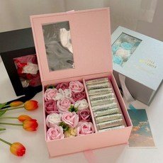 조경 원예용품 화분장식 어버이날 플라워 비누꽃 용돈박스 카네이션 선물, 레드