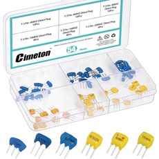 Cimeton 54PCS 6사이즈 세라믹 공진기 크리스탈 오실레이터 4MHz 6MHz 8MHz 10MHz 16MHz 20MHz 3핀 DIP 커브드 블루 옐로우 TV 제어 필터